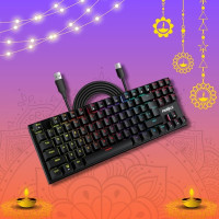 FRONTECH KB-0014 Black Wired Gaming Keyboard | Multicolor RGB Backlight | Mechanical Keys with Retractable Stands